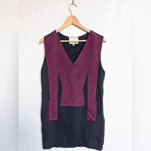 Phillip Lim 3.1 Navy Blue Purple 100% Silk Sleeveless Dress With Pockets Size 8